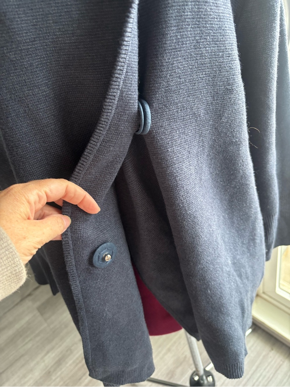 Zaket & Plover Navy Blue Oversized Cowl Neck Button Cardigan Sweater Size Small - Picture 3 of 9